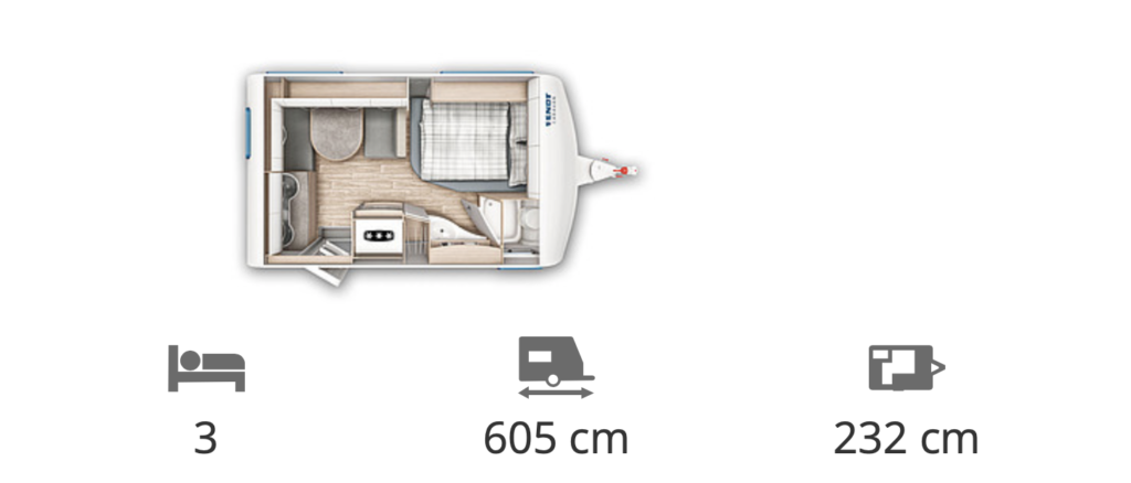 small caravans with toilet and shower